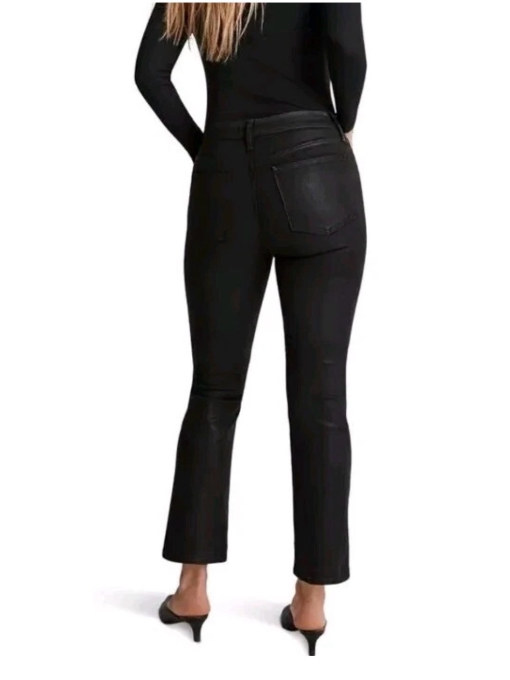 Madewell Mid-Rise Kick Out Crop Jeans in True Black Wash Coated Edition size 28 - Picture 2 of 16